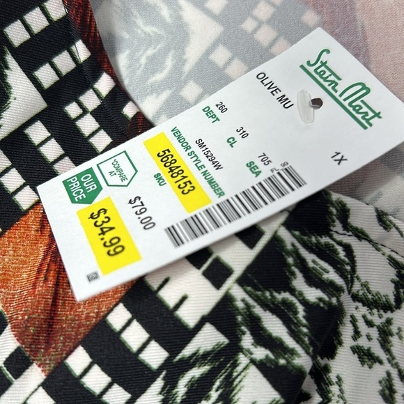 Melissa Paige NWT Black/Orange Long Blouse with front key hole Size 1x - Picture 8 of 11